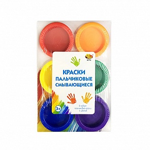 Краски пальчиковые смывающиеся, 6 цветов по 22 мл. (Abtoys, A2752)